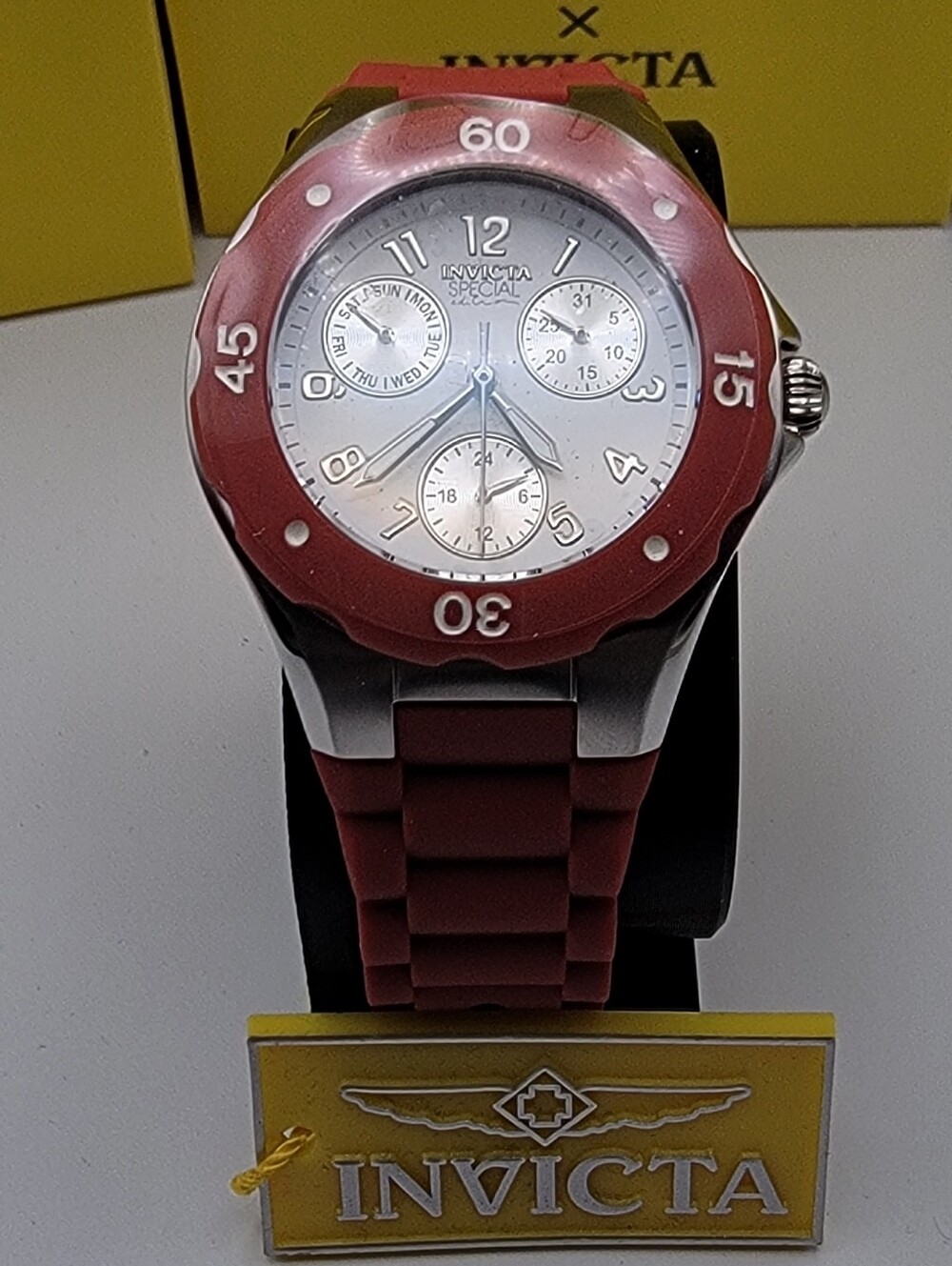 Invicta Angel Unisex Sport Watch - 38mm. Red & White 18789 Womens Stainless Case - Picture 4 of 11